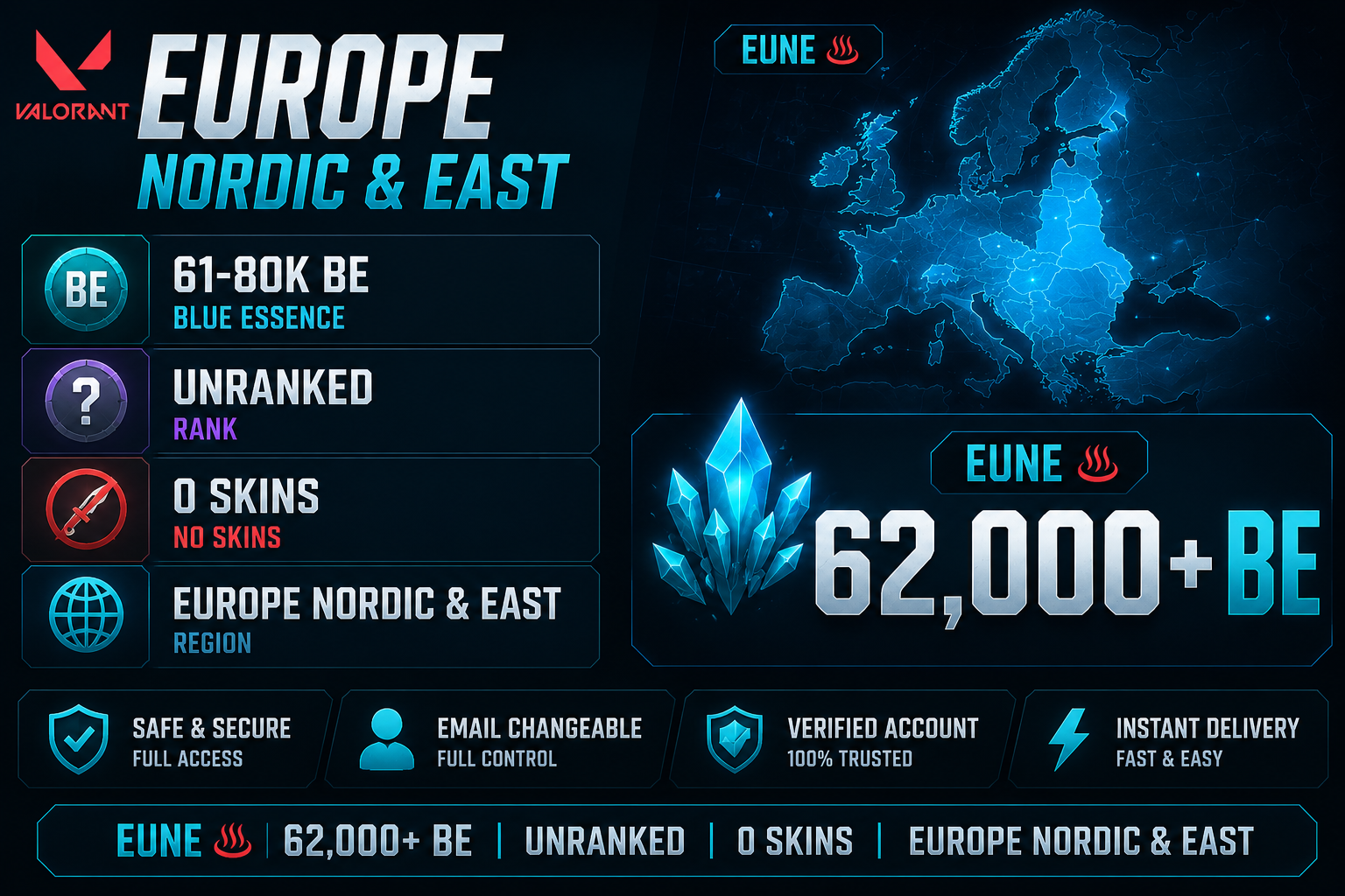 🔥 EUNE League Account – 62,000+ Blue Essence Ready to Use 🔥